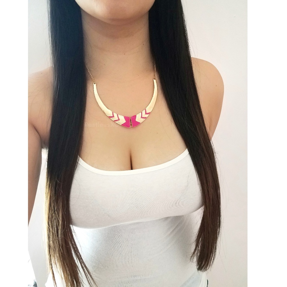 Pink Crescent Necklace